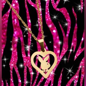 Y2K Gold Playboy Bunny Necklace 2000’s Style